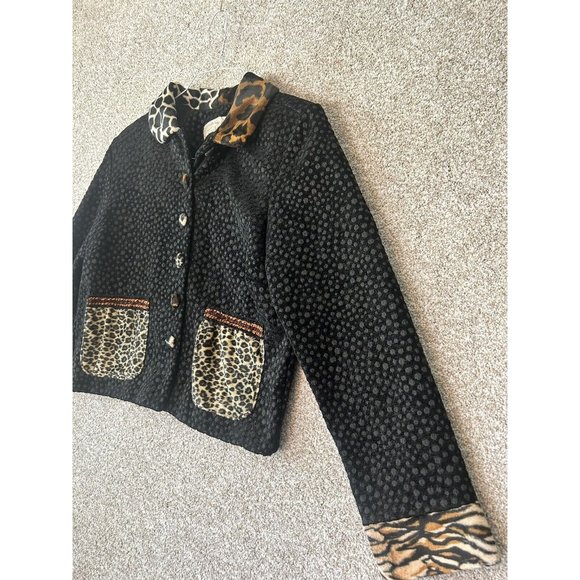 Vintage Taylor G Animal Print Black Jacket Size 1X - Picture 2 of 6